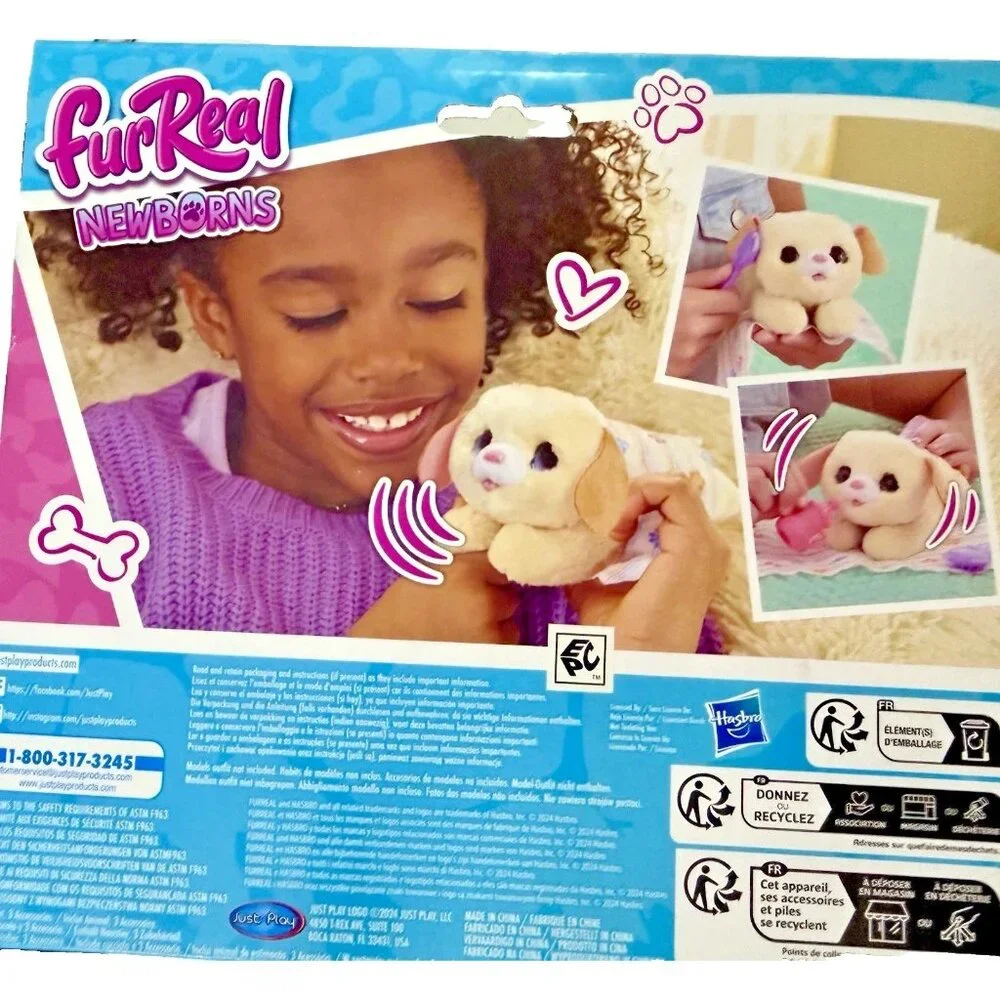 furReal NEWBORNS Interactive Newborn Puppy Pet 4 Piece Set Sound & Motion NEW